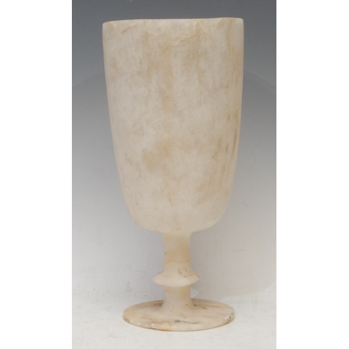 3250 - An alabaster pedestal vase, 28.5cm high