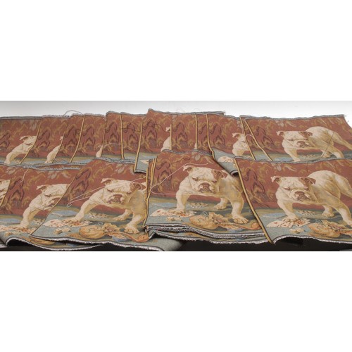 3067 - A collection of twenty Flemish style tapestries, worked with a bulldog among tavern miscellanies, 34... 