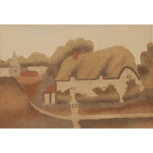 3544 - A 19th century Isle of Wight sand picture, Little Jane's Cottage, Brading, I.O.W, titled to verso, 1... 