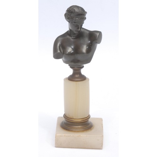 3555 - A late 19th century German dark patinated bronze bust with torso, Diana The Huntress, after the anti... 