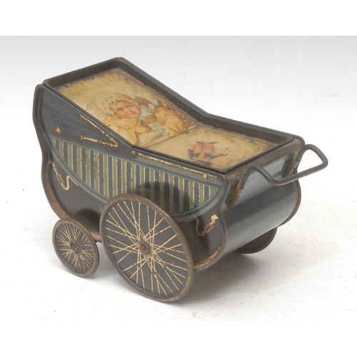 3594 - Advertising Tins - an early 20th century novelty lithographed tinplate biscuit tin, modelled as a pr... 