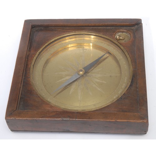 3079 - A French Empire period surveyor's compass, brass dial, the orienting arrow engraved, Arabic chapter ... 