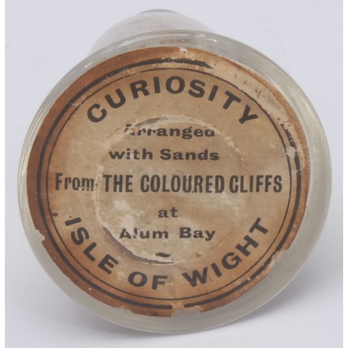 3208 - A Victorian Alum Bay sand bell, glass case, the interior reading FROM THE ISLE OF WIGHT, 9cm high, l... 