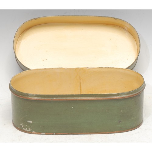 3030 - A 19th century toleware collar box, hinged cover inscribed Collars, within a gilt ribbon cartouche o... 