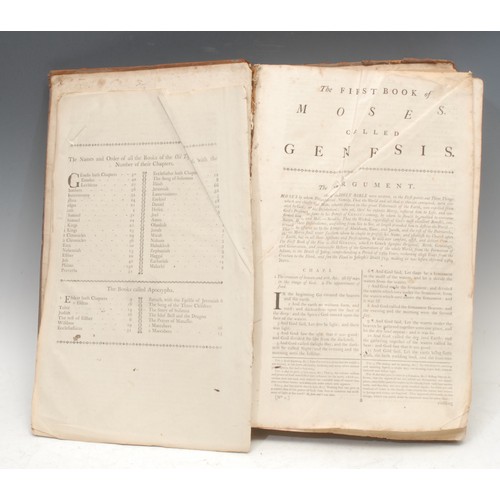 4239 - The Holy Bible, probably a provincial printing, [c. 1800], double-column, contemporary reverse calf,... 