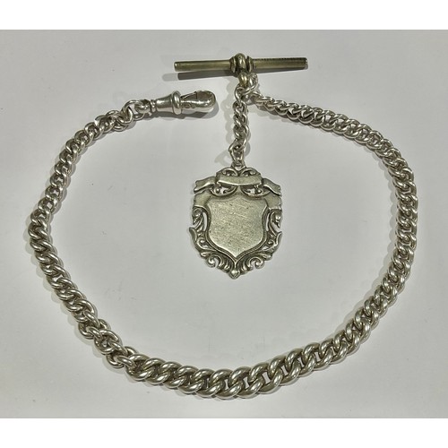 759 - A Hallmarked Silver Graduated Albert Chain with Silver Watch Fob;
indistinctly stamped on every link... 