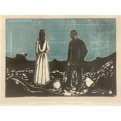 244 - Edvard Munch (1863-1944) by and after, The Lonely Ones, Two Human Beings, lithograph print, authoris... 