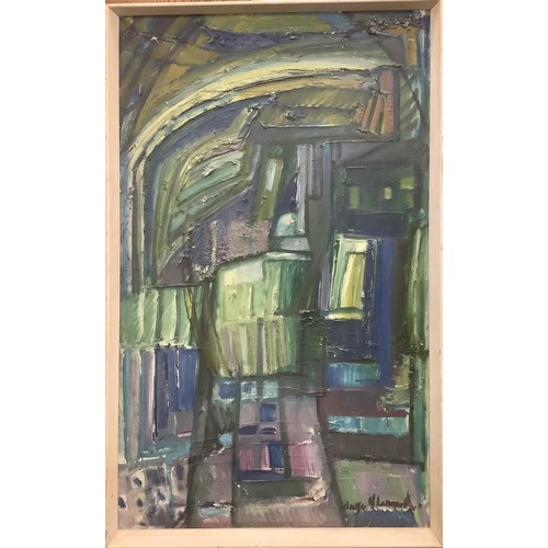 245 - Aage Strand (Danish School, 1910-1975)  Abstract Forest  signed, acrylic on canvas, 79cm x 47cm