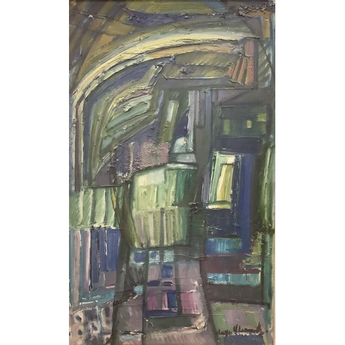 245 - Aage Strand (Danish School, 1910-1975)  Abstract Forest  signed, acrylic on canvas, 79cm x 47cm