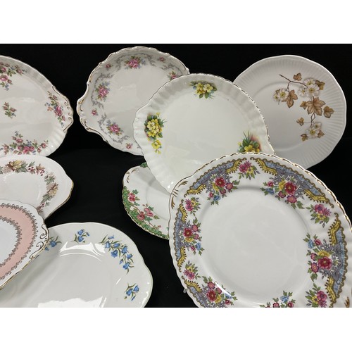 53 - A collection of sandwich plates including; Royal Albert, Colclough; etc, (15 pieces).