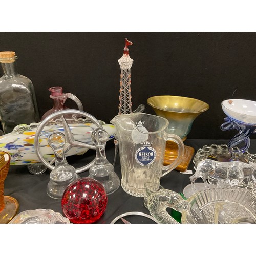 68 - Glassware - Nelson Tipped cigarettes water jug, pressed glass bowl, with serpent handles, 40cm, Mura... 