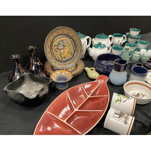 77 - Denby and other stoneware, including; Denby Green wheat pattern tea service; Glynn College; large pl... 