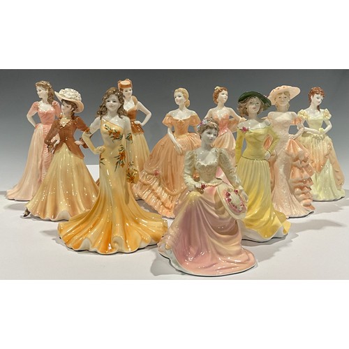 130 - A Coalport figure, Ladies of Fashion, Yvonne, event exclusive, 21.5cm high; other Coalport figures, ... 