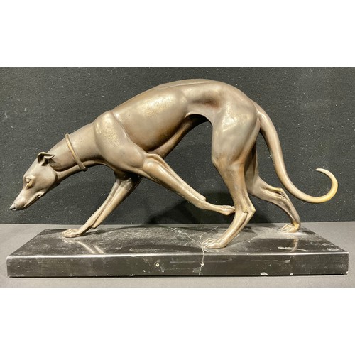 337 - Continental School, an Art Deco style model, of a greyhound, marble base