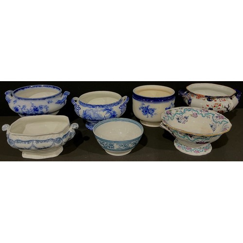 365 - A large 19th century Mason's Ironstone two-handled pedestal bowl, 34cm wide over handles; a Doulton ... 