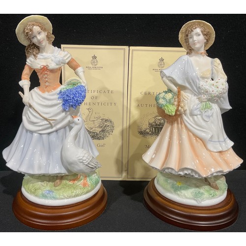 373 - A pair of Royal Worcester figures for Compton & Woodhouse, Pastoral Collection, comprising Market Da... 