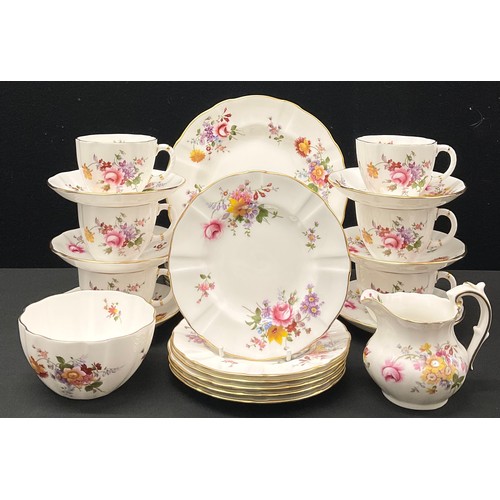 374 - Royal Crown Derby - a Posies pattern tea set, for six, inc cups, saucers, side plates , cake plates ... 
