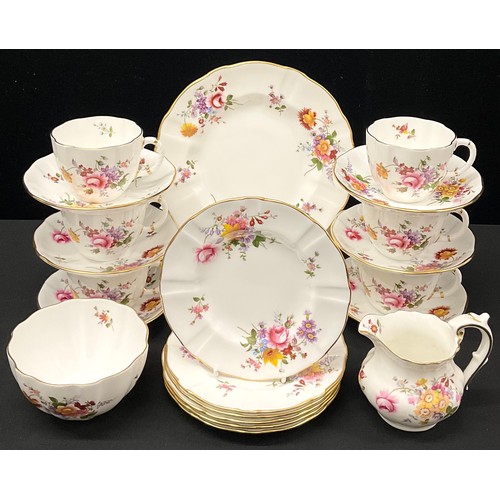 374 - Royal Crown Derby - a Posies pattern tea set, for six, inc cups, saucers, side plates , cake plates ... 