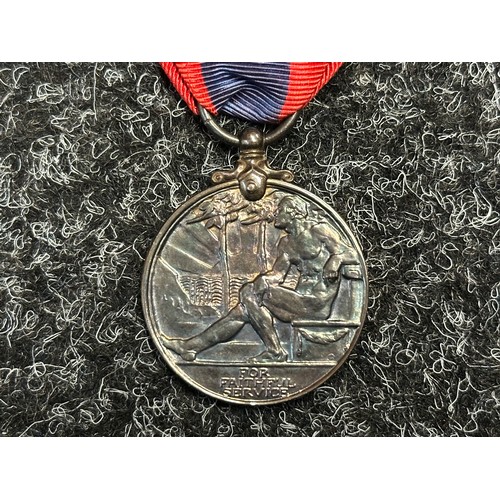 5013 - GR V Faithful Service Medal to George Edward Sturman, complete in case of issue: ERII Coronation Med... 