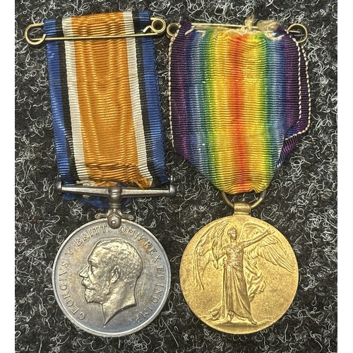 5020 - WW1 British War Medal and Victory Medal to 92526 Pte E Bonsall, Notts & Derby Regt. Complete with ri... 