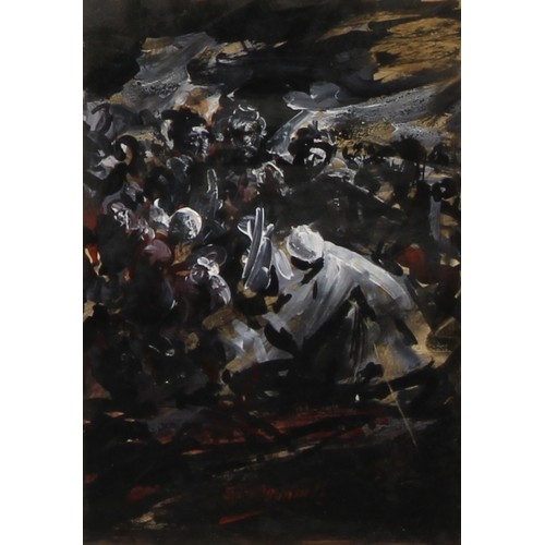 387 - Thomas O'Donnell (1944-2020) 
London Crowd 
signed, dated 1992, mixed media, 27.5cm x 40cm; others s... 