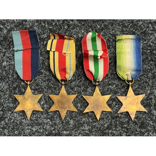 5030 - WW2 British 1939-45 Star, Africa Star, Italy Star, Atlantic Star with France & Germany Clasp. Comple... 