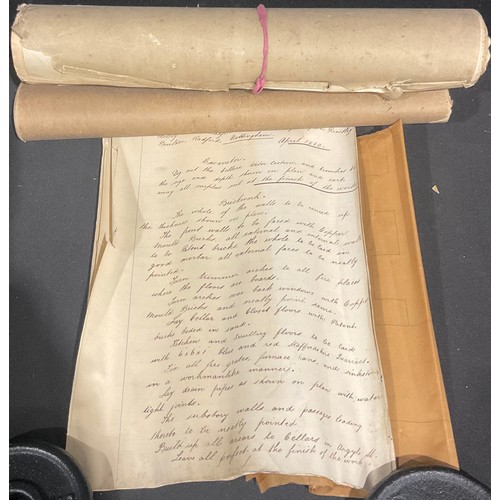 394 - Nottingham Local history, deeds and papers – The full specification of house and buildings to be bui... 