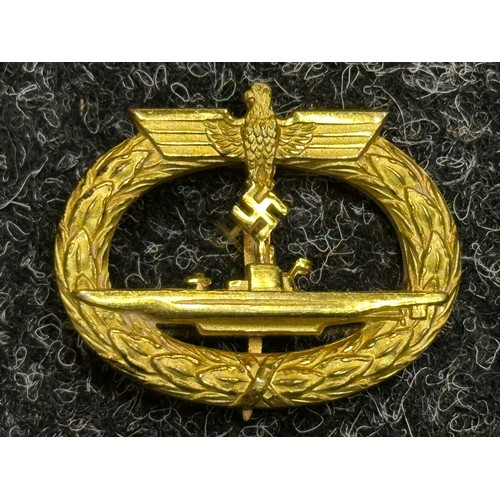 5065 - WW2 Third Reich U-boot Kriegsabzeichen - U-Boat War Badge. Early war example with good quality gilt ... 