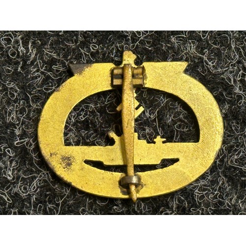 5065 - WW2 Third Reich U-boot Kriegsabzeichen - U-Boat War Badge. Early war example with good quality gilt ... 