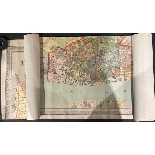 398 - Cartography – Philip’s new Map of Liverpool 1881, 1:2500 (6in:1 mile) colour printed, in two sheets,... 