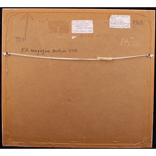 404 - June Lisle (b.1927-) 
Livia's Garden, Rome 
unsigned, label to verso, mixed media, 34cm x 39cm