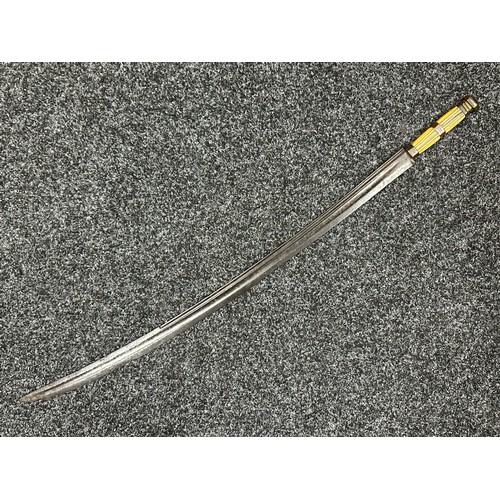 5072 - Sword with curved double fullered blade 700mm in length. Married to a fluted Bone grip with Crown an... 