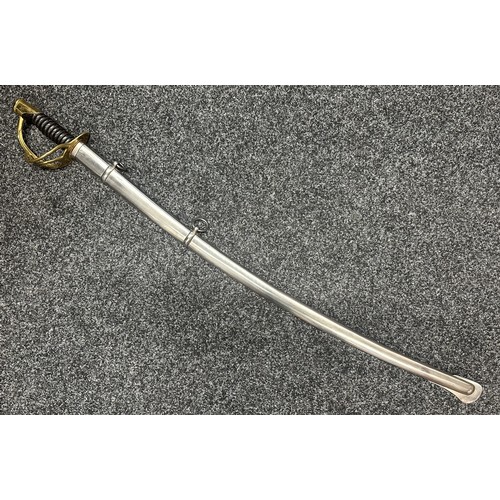 5075 - US 1860 pattern Cavalry Sabre with single edged fullered blade 885mm in length. No makers marks. Lea... 