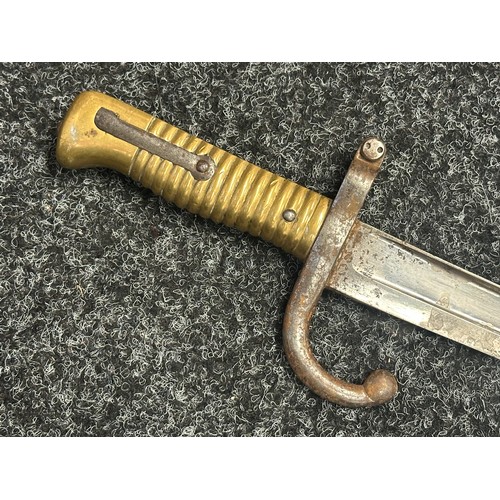 5076 - French Chassepot M1866 Pattern Bayonet with single edged fullered balde 570mm in length, spine of bl... 