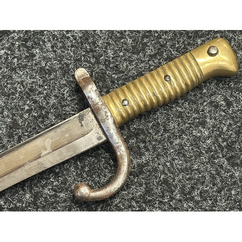 5076 - French Chassepot M1866 Pattern Bayonet with single edged fullered balde 570mm in length, spine of bl... 