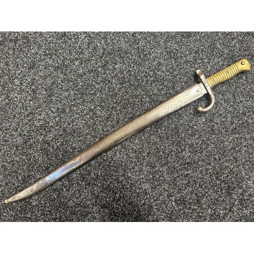 5076 - French Chassepot M1866 Pattern Bayonet with single edged fullered balde 570mm in length, spine of bl... 