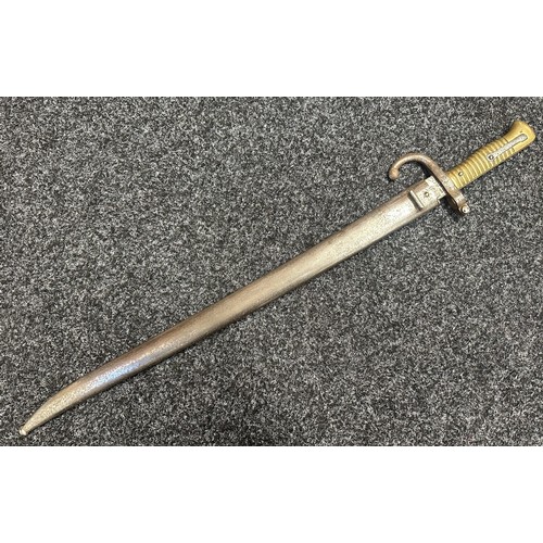 5076 - French Chassepot M1866 Pattern Bayonet with single edged fullered balde 570mm in length, spine of bl... 