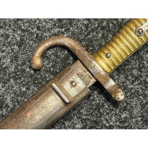 5076 - French Chassepot M1866 Pattern Bayonet with single edged fullered balde 570mm in length, spine of bl... 