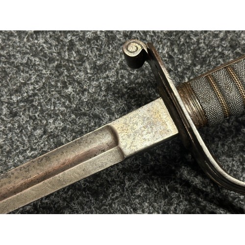 5077 - Victorian Light Infantry Officers Sword with single edged fullered etched blade 795mm in length. Pro... 