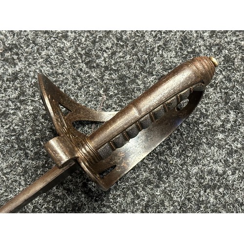 5077 - Victorian Light Infantry Officers Sword with single edged fullered etched blade 795mm in length. Pro... 