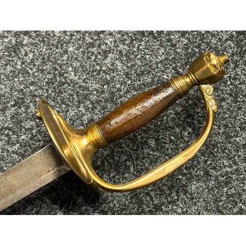 5078 - British 1796 Pattern Officers Sword with single edged fullered blade, unmarked, 800mm in length. Fol... 