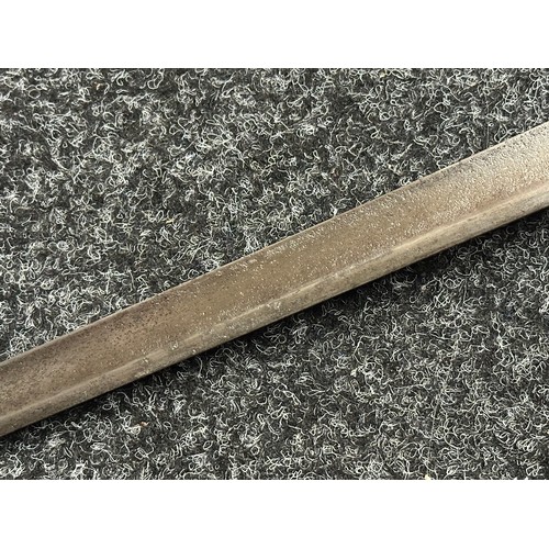 5078 - British 1796 Pattern Officers Sword with single edged fullered blade, unmarked, 800mm in length. Fol... 