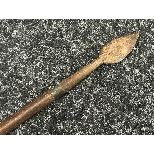 5090 - Native Arrow with iron point. 750mm in length. Bone Nock. Very little fletching intact.