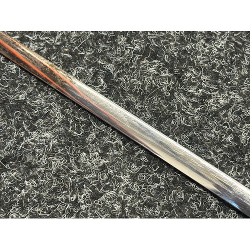 5102 - British Court Sword with double edged blade with etched decoration to both sides, maker marked 