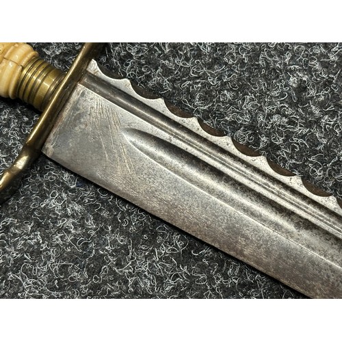 5110 - Dagger with 261mm long fullered and fluted blade. No markings. Brass crossguard. Turned Bone grip. O... 