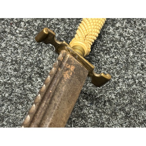 5110 - Dagger with 261mm long fullered and fluted blade. No markings. Brass crossguard. Turned Bone grip. O... 