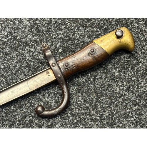 5111 - French M1874 Gras bayonet with single edged blade 518mm in length, maker marked and dated to spine o... 