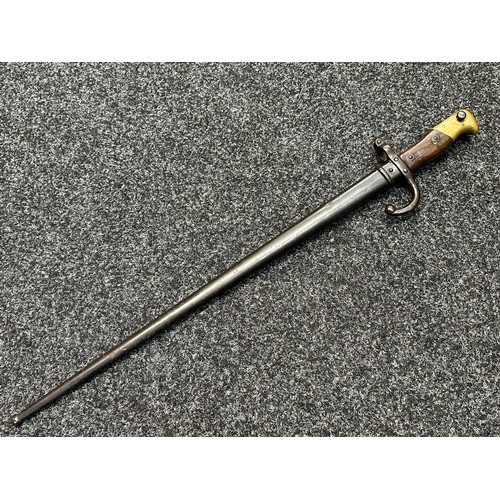 5111 - French M1874 Gras bayonet with single edged blade 518mm in length, maker marked and dated to spine o... 