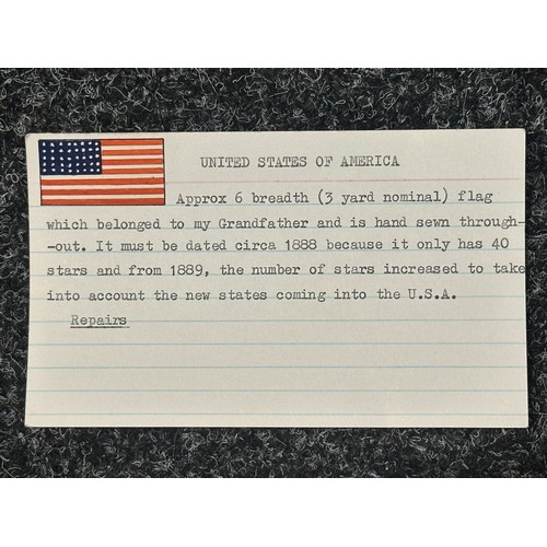 5120 - Rare 1889 US 40 Star Flag. The 40 star American flag is exceedingly rare due to the fact that most p... 