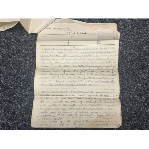 5123 - WW1 British Royal Navy Hand Written Account of the Battle of Jutland, 1916. Written in pencil on Nav... 